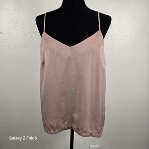 PROLOGUE Blush Pink Satin‎ Camisole Tank Top XL Minimalist Workwear Layer